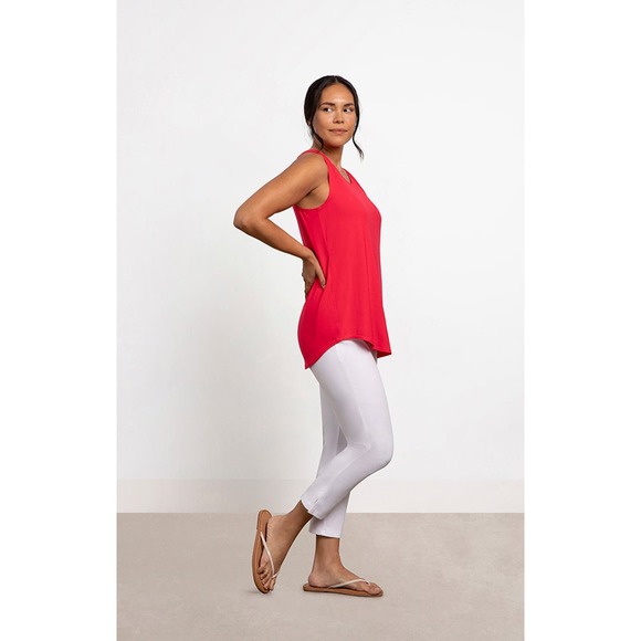 Sympli Womens Tank Top Size S Red Bamboo Gather Tunic Style Scoop Neck NWT - Picture 2 of 4